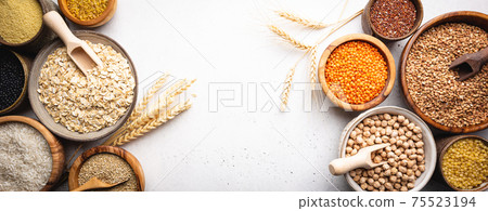 Bowls with different grains Bowls with different grains 75523194