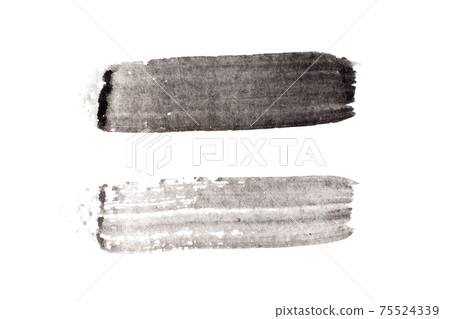 Black color watercolor handdrawing as square line brush on white paper background Black color watercolor handdrawing as square line brush on white paper background 75524339