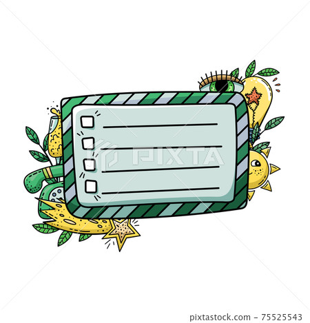 Vector doodle frame for design. Creative doodle illustrations. Template with a place for text. 75525543