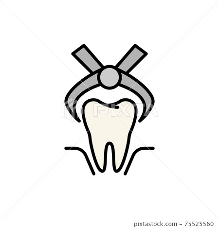 The line dentistry icon. Dental flat vector elements. The line dentistry icon. Dental flat vector elements. 75525560