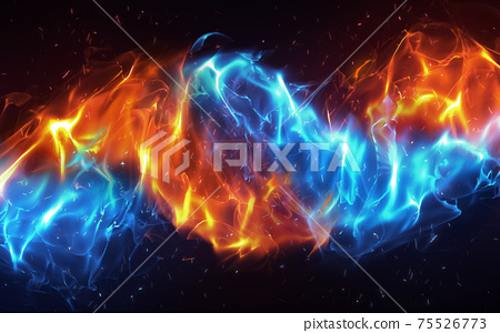 Intertwined blue and red flame background - Stock Illustration [75526773] -  PIXTA