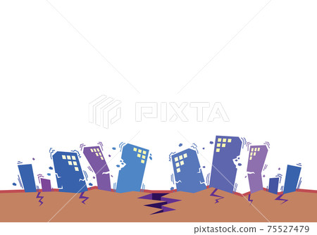 Image illustration of buildings swaying due to an earthquake 75527479