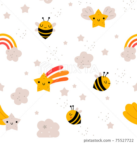 Bee honey seamless pattern. 75527722