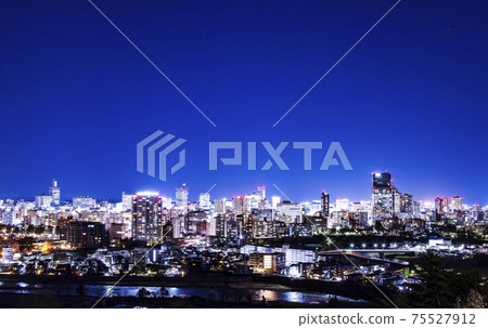 Sendai city night view from Aoba castle ruins Sendai city night view from Aoba castle ruins 75527912