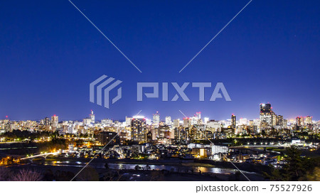 Sendai city night view from Aoba castle ruins Sendai city night view from Aoba castle ruins 75527926