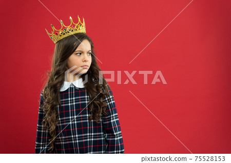 Lady little princess. Girl wear crown red background. Lady little princess. Girl wear crown red background. 75528153