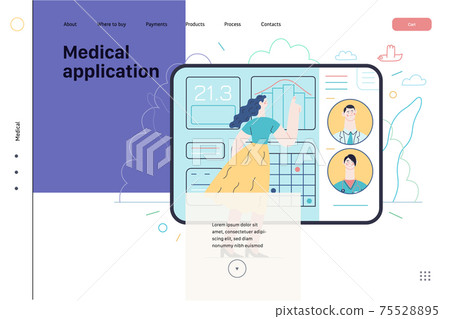 Medical insurance template - medical application. Flat vector 75528895