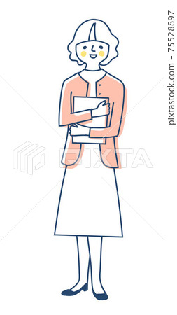 拿著文件的一名微笑的婦女 拿著文件的一名微笑的婦女 75528897