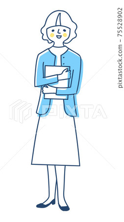 A smiling woman holding a file 75528902
