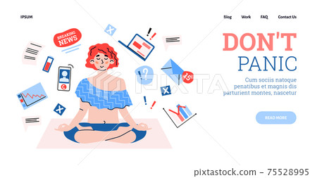 Girl in overloading of information, breaking news and work not giving in stress. 75528995