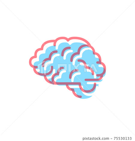 Human brain icon in modern colours on white 75530133
