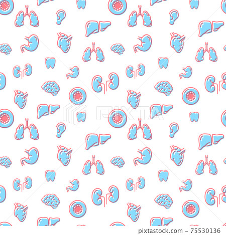 Modern colour humans organs, seamless pattern on white 75530136