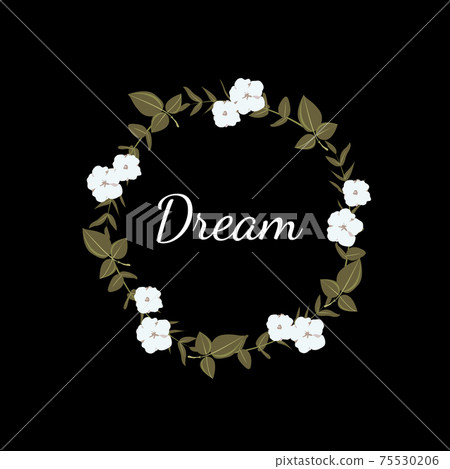Poster with beautiful floral wreath and lettering Dream Poster with beautiful floral wreath and lettering Dream 75530206