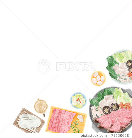 Japanese sukiyaki watercolor style handwritten illustration Japanese sukiyaki watercolor style handwritten illustration 75530638