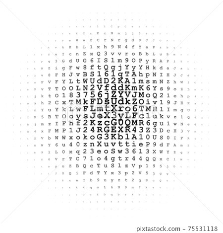 Halftone circle made of letters and digits 75531118
