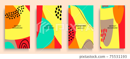 Social media stories and post creative art concept for web, graphic design. Geometric doodle minimalist pattern abstract background. Modern poster template vector illustration set. Trendy neon color Social media stories and post creative art concept for web, graphic design. Geometric doodle minimalist pattern abstract background. Modern poster template vector illustration set. Trendy neon color 75531193