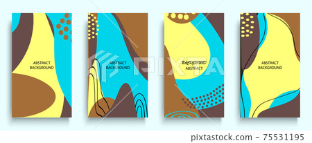 Social media stories and post creative art concept for web, graphic design. Geometric doodle minimalist pattern abstract background. Modern poster template vector illustration set. Trendy bright color 75531195