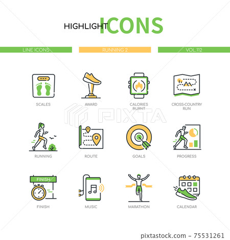 Running - modern line design style icons set Running - modern line design style icons set 75531261