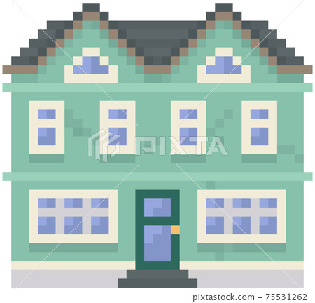 House isolated on white background. Apartment building with many windows for pixel game design House isolated on white background. Apartment building with many windows for pixel game design 75531262