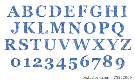 Set of blue symbols and uppercase alphabet (faint) Set of blue symbols and uppercase alphabet (faint) 75532069