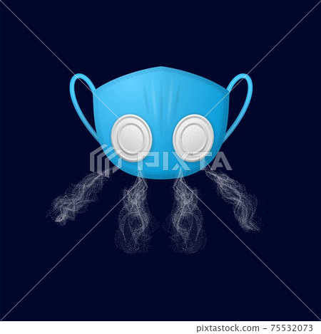 Face blue breathing mask with smoke cloud Face blue breathing mask with smoke cloud 75532073