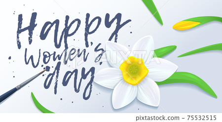 Horizontal Greeting card template. Happy International Womens Day Horizontal Greeting card template. Happy International Womens Day 75532515