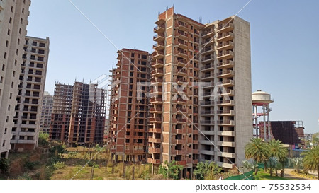 Indian apartment under construction 75532534