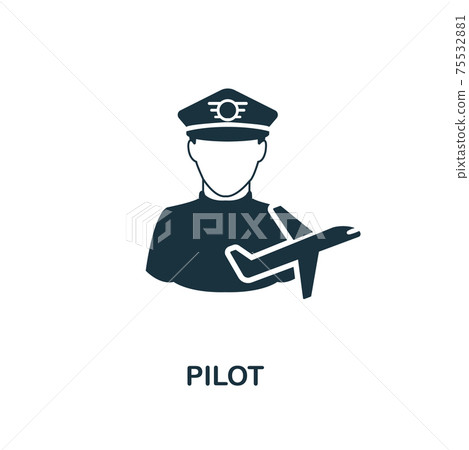 Pilot icon. Monochrome style design from professions icon collection. UI. Pixel perfect simple pictogram pilot icon. Web design, apps, software, print usage. 75532881