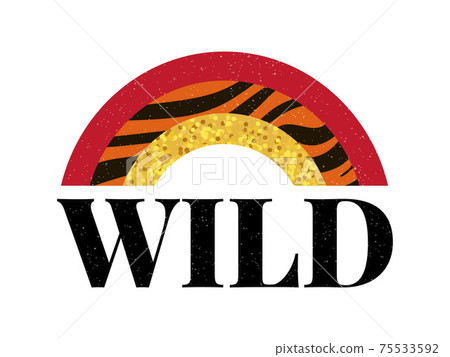 Trend wild zebra element with tiger signs. Believe in love and love yourself vintage leopard style, jaguar fashion slogan for t-shirt for girl. Vector illustration. 75533592