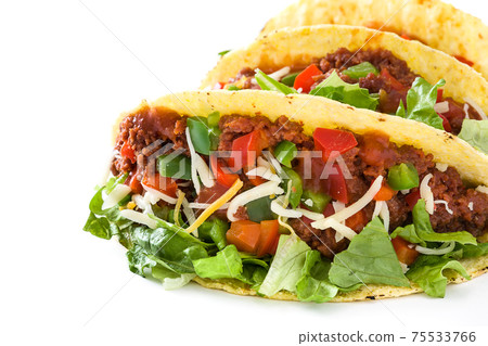 Traditional Mexican tacos with meat and vegetables Traditional Mexican tacos with meat and vegetables 75533766