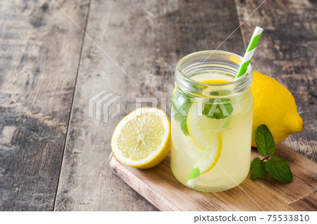 Lemonade drink in a jar glass Lemonade drink in a jar glass 75533810