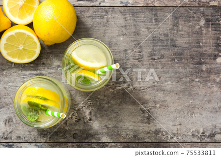 Lemonade drink in a jar glass Lemonade drink in a jar glass 75533811