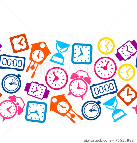 Seamless pattern with different clocks.... - Stock Illustration ...