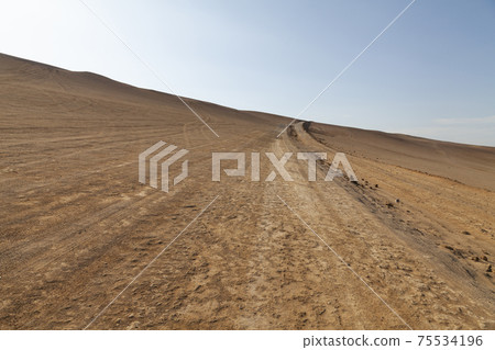 Dirt track in the Paracas desert, near Las Minas Beach, Peru. Dirt track in the Paracas desert, near Las Minas Beach, Peru. 75534196