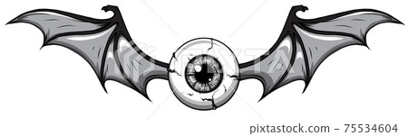 monochromatic Vector illustration of Tattoo Flying Eyeball design monochromatic Vector illustration of Tattoo Flying Eyeball design 75534604