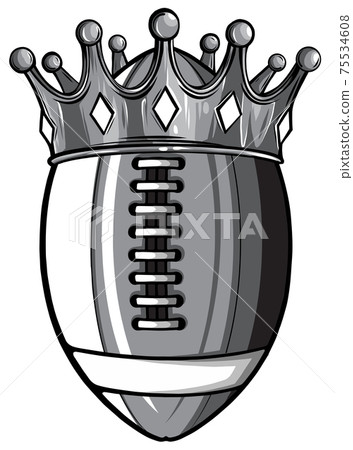 monochromatic An illustration of an American football ball wearing a golden crown. vector monochromatic An illustration of an American football ball wearing a golden crown. vector 75534608
