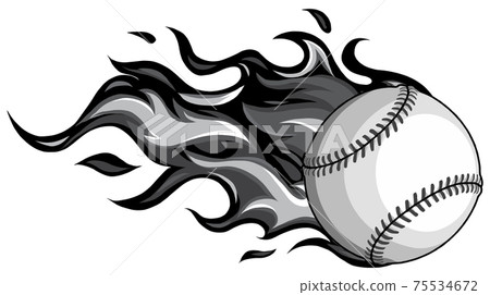 monochromatic Baseball with flames in white background vector illustration monochromatic Baseball with flames in white background vector illustration 75534672