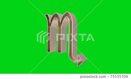 Golden Scorpio. Scorpion Astrological Zodiac sign on a green screen. 3d rendering 75535709