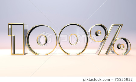 100% 3d glass material surrounded by a golden frame, discount business concept 3d render illustration 75535932