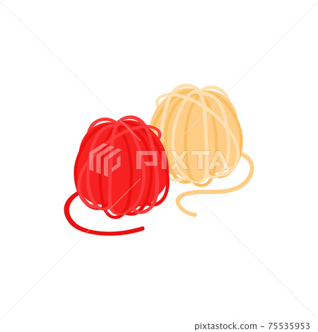 Isometric knitting set with isolated colourful icons and images of human hands with needles and clue vector illustration 75535953