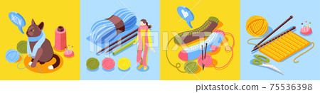 Knitting Isometric Design Concept - Stock Illustration [75536398] - PIXTA