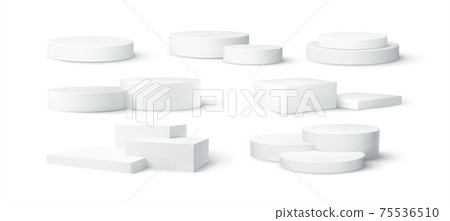 Set of realistic white blank product podium scene isolated on white background. Vector illustration Set of realistic white blank product podium scene isolated on white background. Vector illustration 75536510