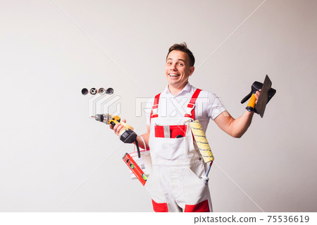 Fully equiped professional repairman ready for work Fully equiped professional repairman ready for work 75536619