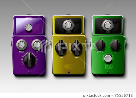 Realistic guitar effects pedals. Vector. Realistic guitar effects pedals. Vector. 75536718