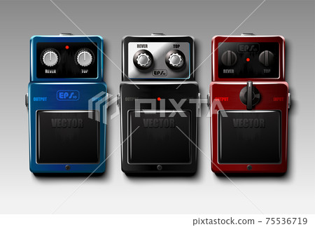 Realistic guitar effects pedals. Vector. 75536719