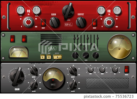 Realistic virtual equalizers and compressors. Vector. Realistic virtual equalizers and compressors. Vector. 75536723