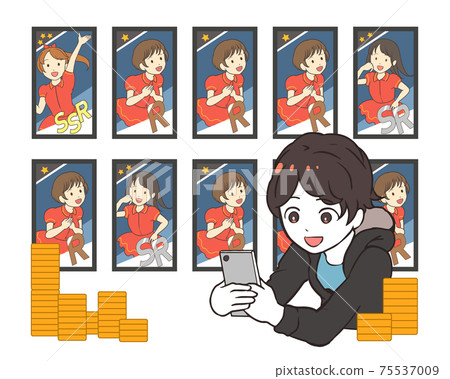 Boys who charge for 10 consecutive gachas of the game Idol system Boys who charge for 10 consecutive gachas of the game Idol system 75537009