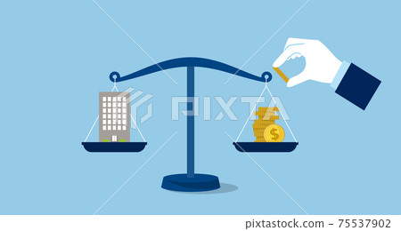 Investment concept image illustration, coin-loading hands and buildings, vector material Investment concept image illustration, coin-loading hands and buildings, vector material 75537902