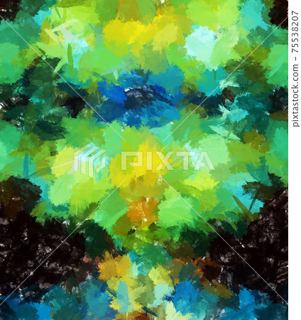 Acrylic mural Blossom bouquet Digital drawn canvas Vivid brush strokes Ink explosion Spotted pattern Creative mixed media artwork image 75538207