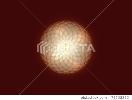 mother of pearl Lotus, Flower of Life. Sacred Geometry. Symbol of Harmony and Balance. Sign of purity. White Flower logo design vector isolated on dark red background 75538223